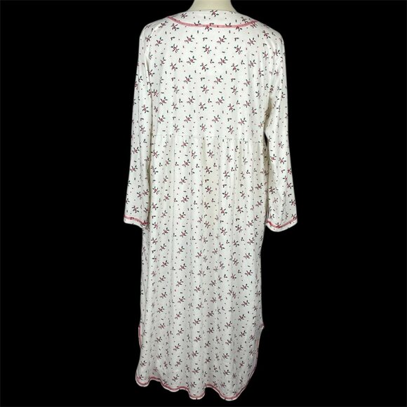 La Cera Holly Berry Christmas Nightgown Sz L Cottagecore Modest Grandmacore - Picture 5 of 8